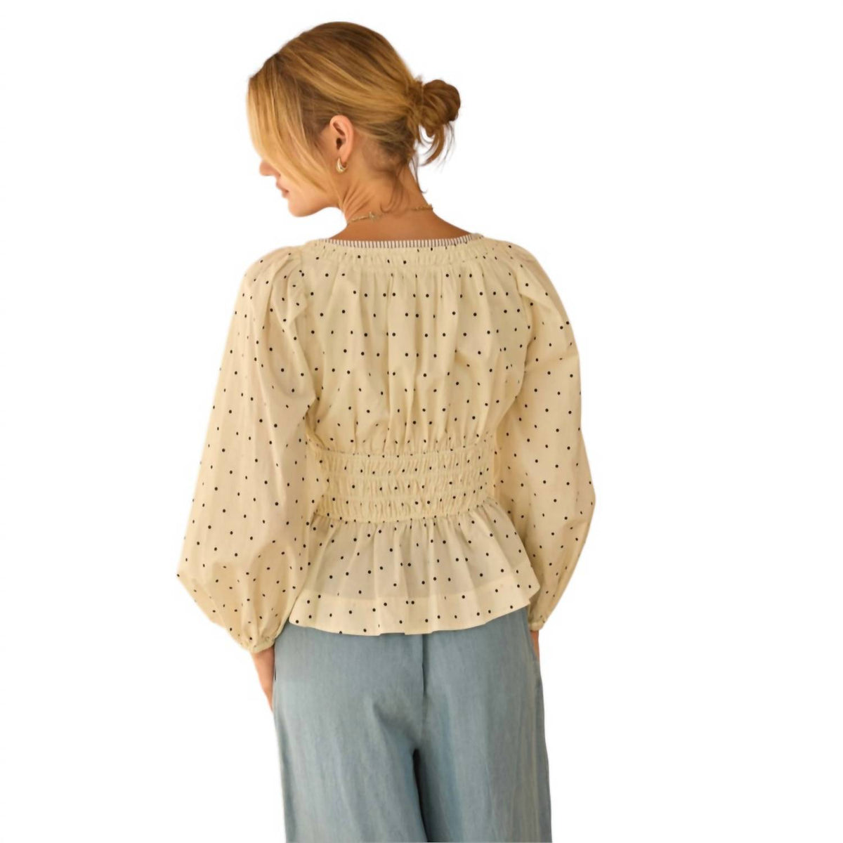 Skies Are Blue - Polka Dot Poplin Top