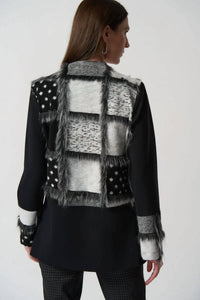 Joseph Ribkoff - Berkely Patchwork Faux Fur Cardigan
