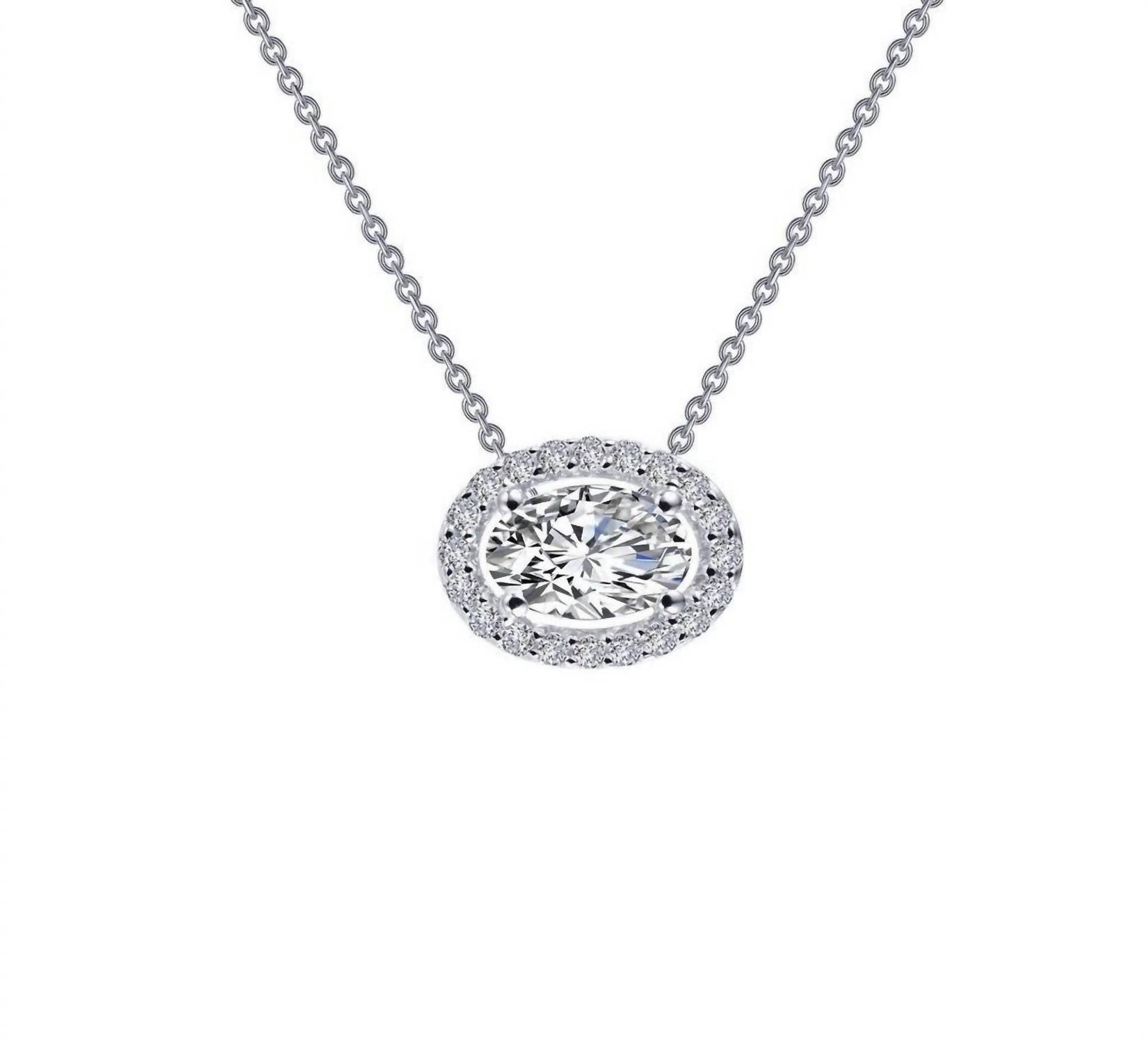 Lafonn Women's Oval Halo Necklace in silver - women's jewelry