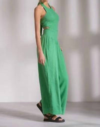 Elan - Smocked Halter Wide Leg Jumpsuit