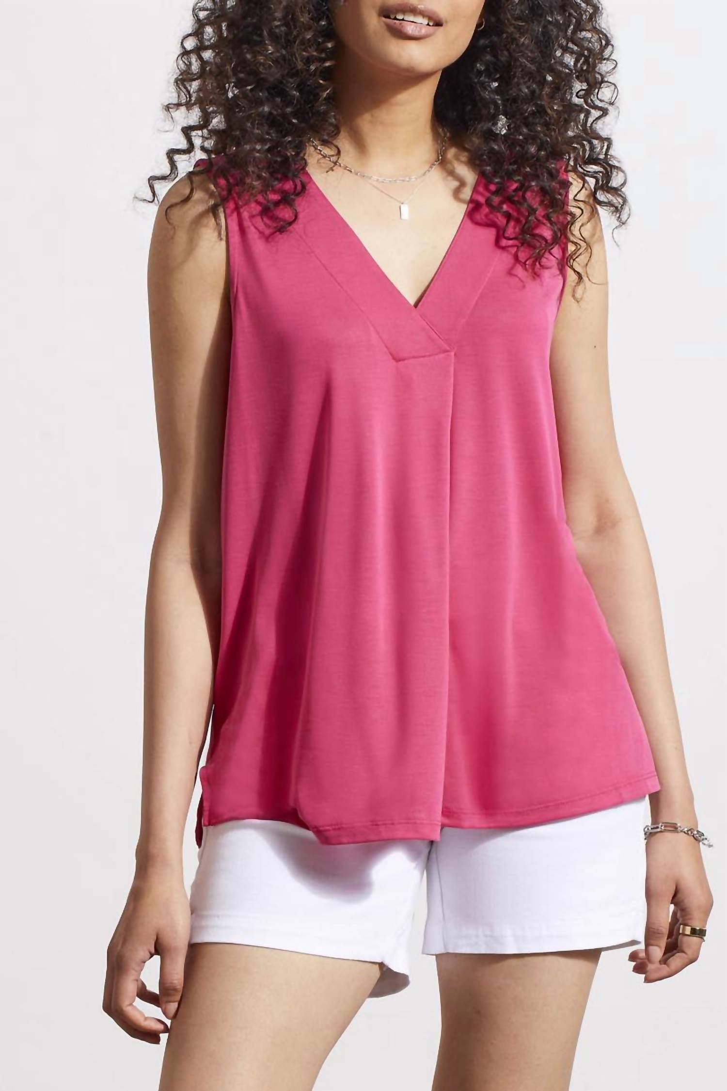 Tribal - Front Pleat V-neck Modal Top