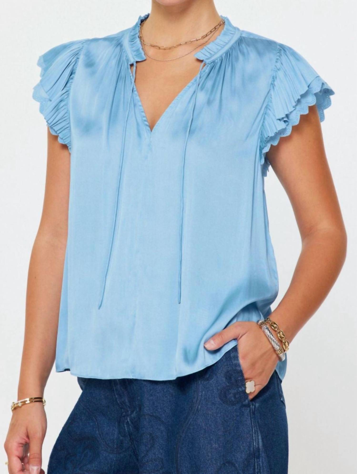 Current Air - Double Flutter Eyelet Edge Blouse