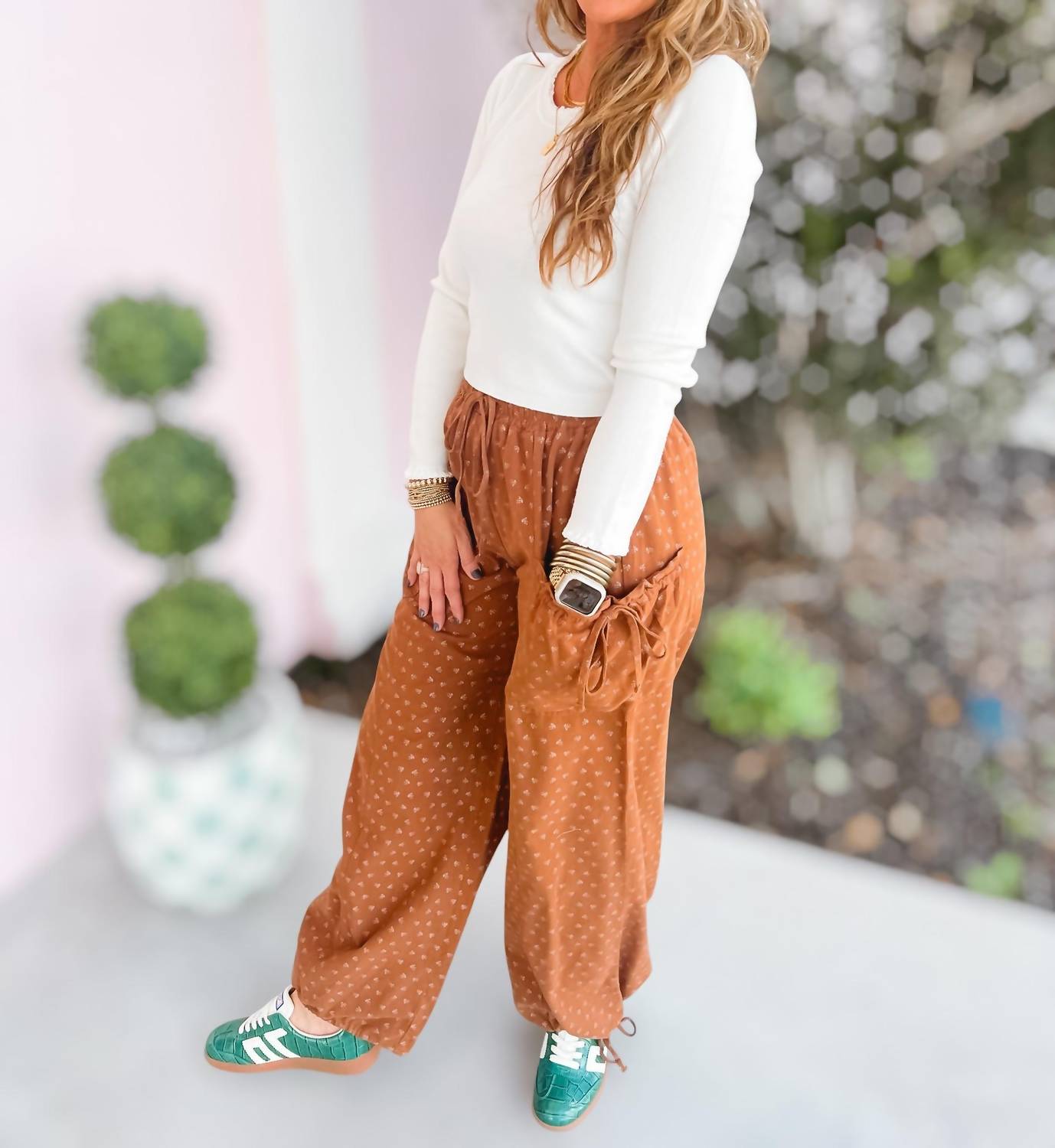 Easel - Women's Bark Loom Textured Woven Pants