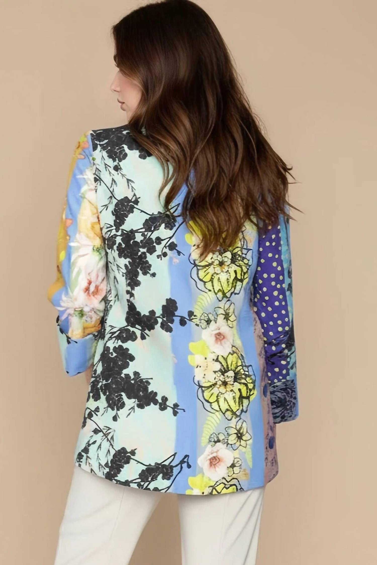 Ic Collection - Mixed Floral One-button Swing Jacket
