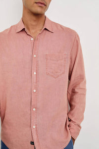 Rails Mykonos Shirt Top in desert rose - men's long sleeve top - detail view