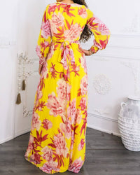 Surelymine - Sunset Bloom Maxi Dres Floral Wrap Dress