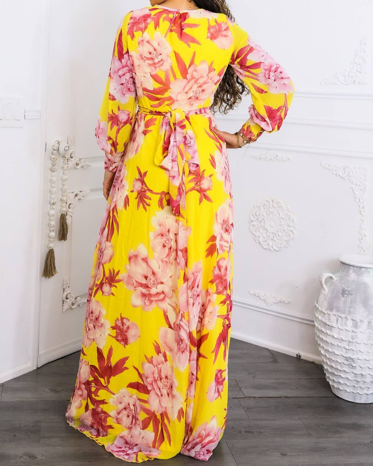 Surelymine - Sunset Bloom Maxi Dres Floral Wrap Dress