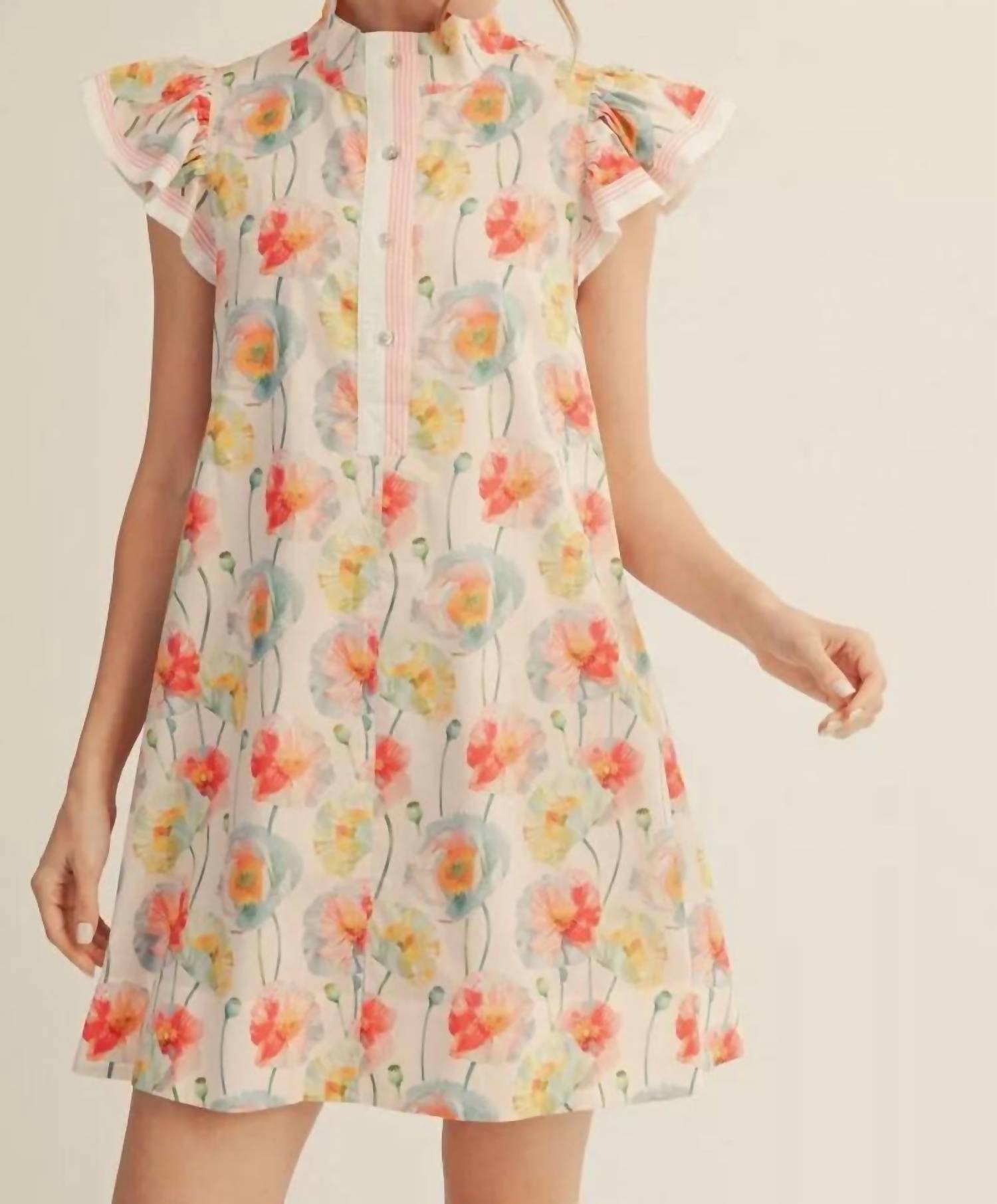 Jodifl High Neck Garden Dress in blush - women's dress - detail view