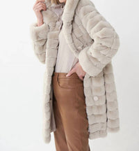 Joseph Ribkoff - REVERSIBLE FAUX FUR HOODED COAT