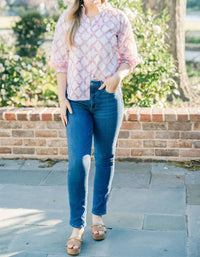 Clara the Label Sage Blouse in prism pink - women's blouse - detail view