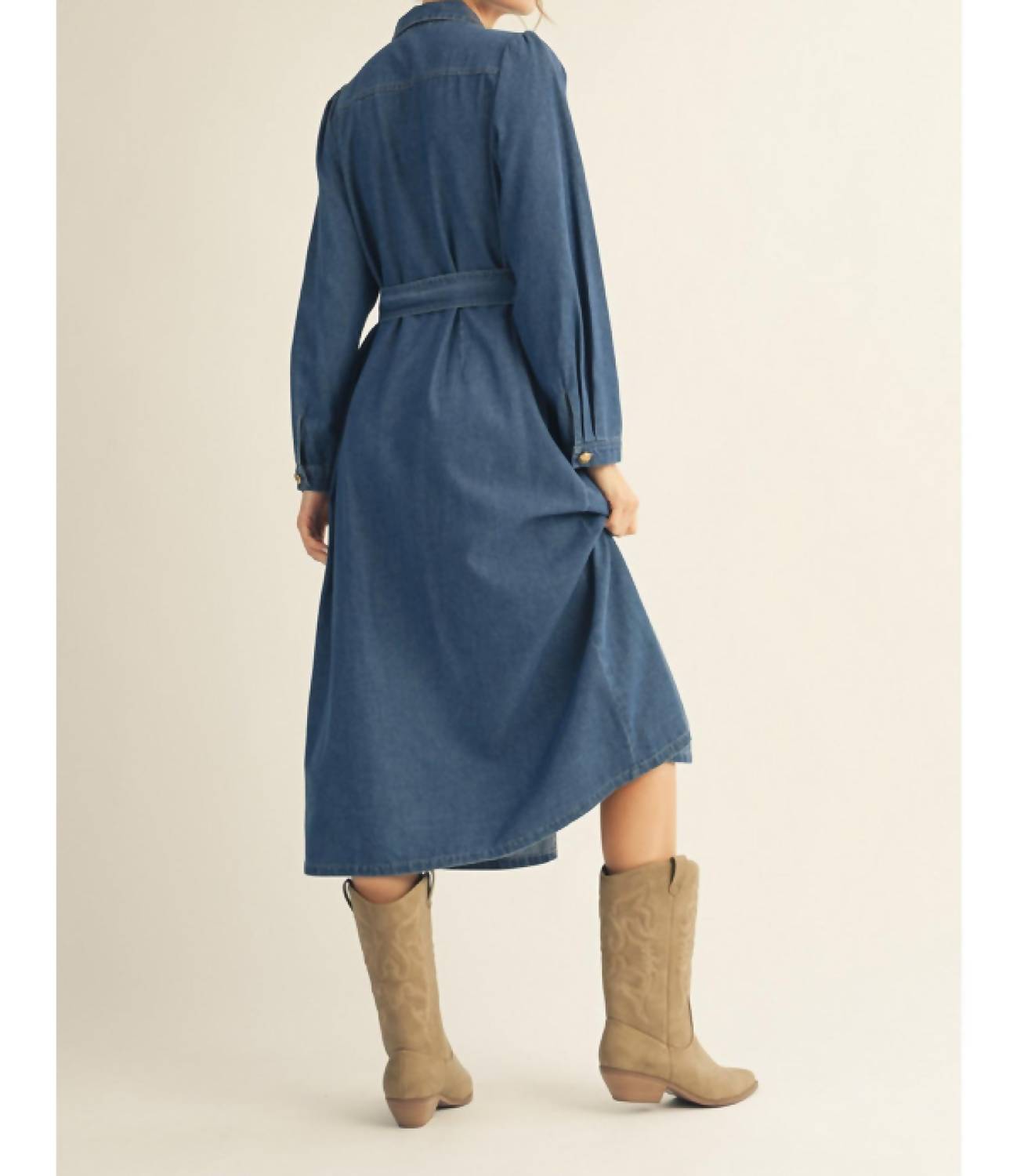 Jodifl So Needy Maxi Dress in blue denim - women's dress - alternate view