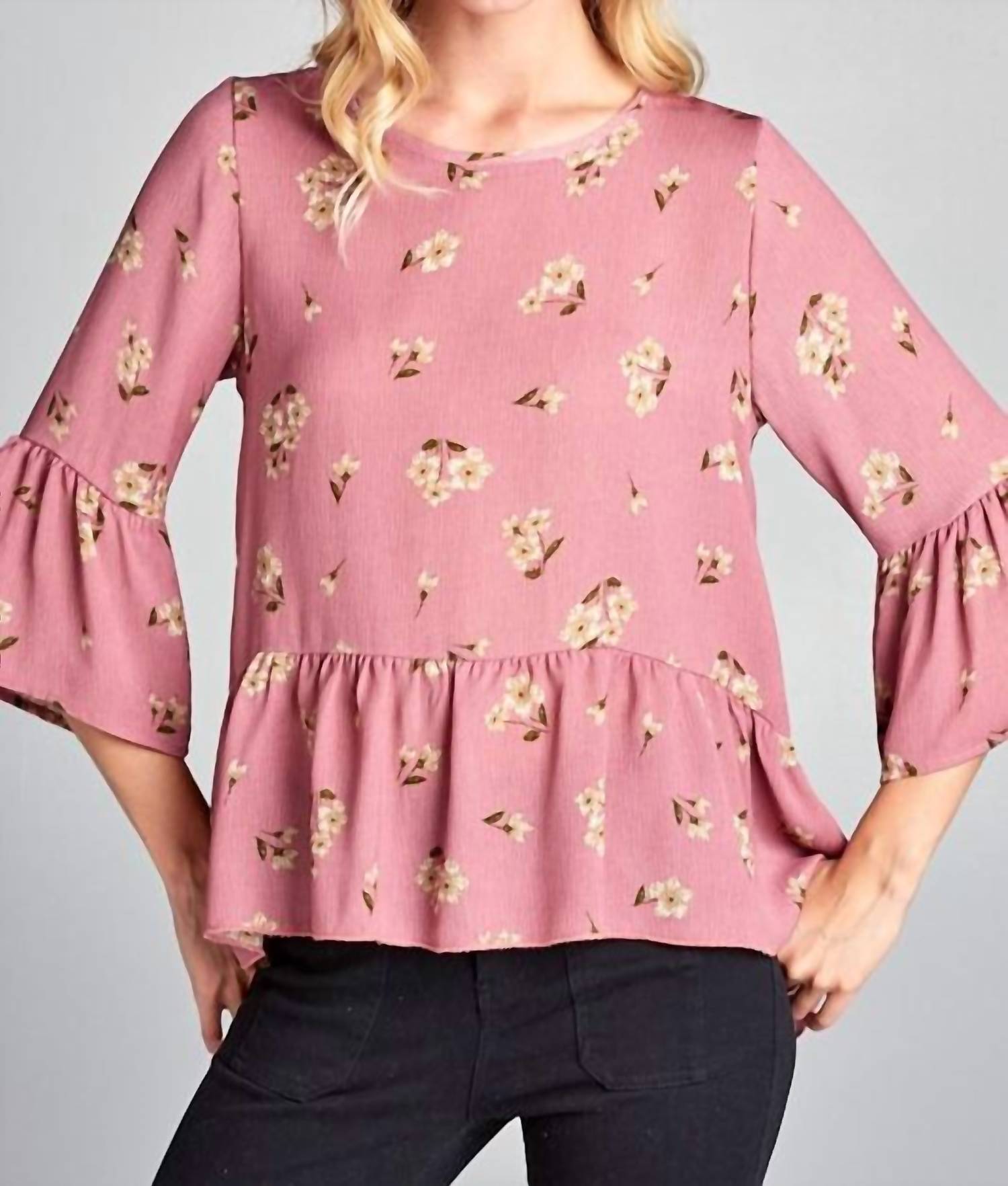 Tea N Rose - Floral Print Baby Doll Blouse