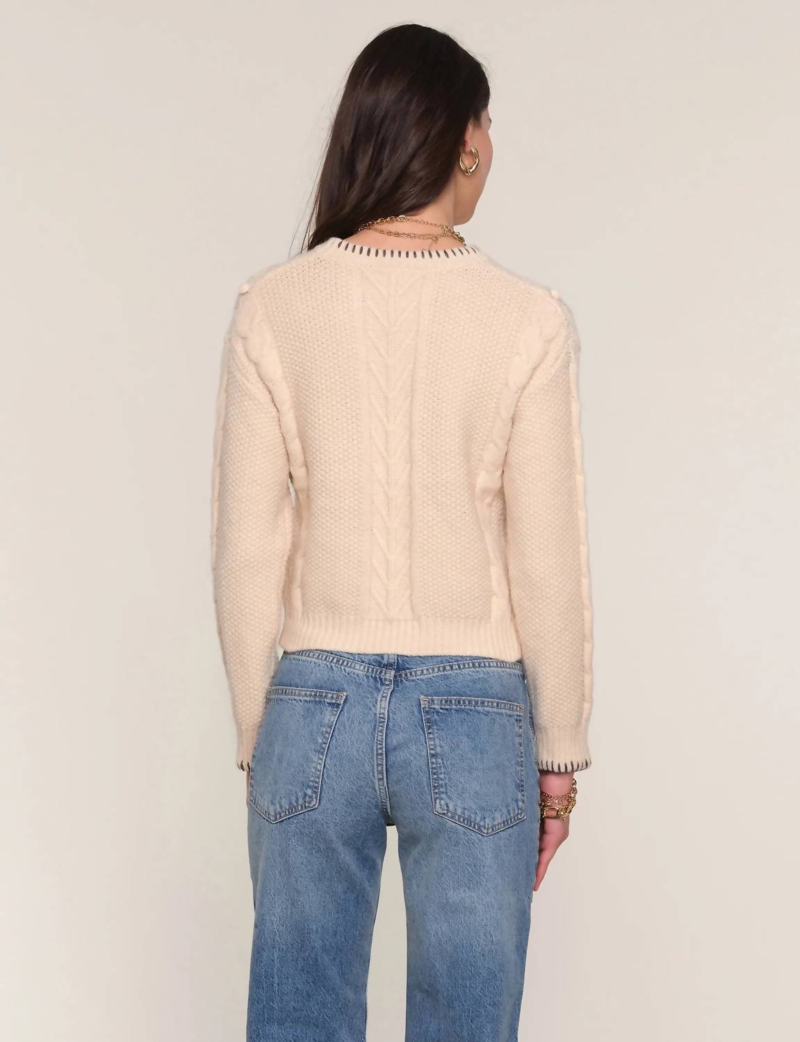 heartloom Jaya Crewneck Sweater in cream - women's sweater - detail view
