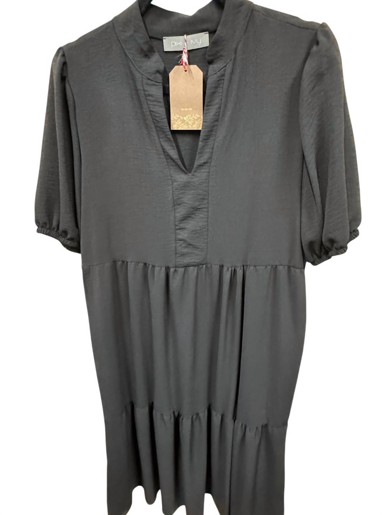 Pixi + Ivy Women's Long Tier Dress in black - women's dress