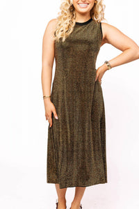 QUEEN OF SPARKLES Full Rhinestone Midi Dress in black gold - women's dress - view 5