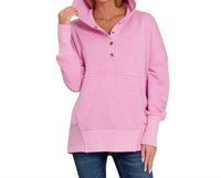 Zenana - Half Button Hoodie