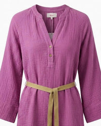 XIRENA Women's Carlotta Long Sleeve Dress in purple orchid - women's dress - detail view