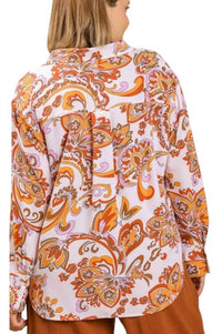 Umgee - Vintage Paisley Print Button-up Blouse