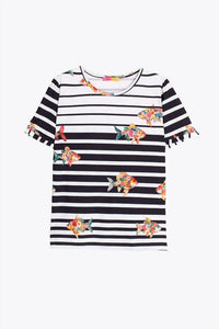Vilagallo - FISH PRINT STRIPED T-SHIRT