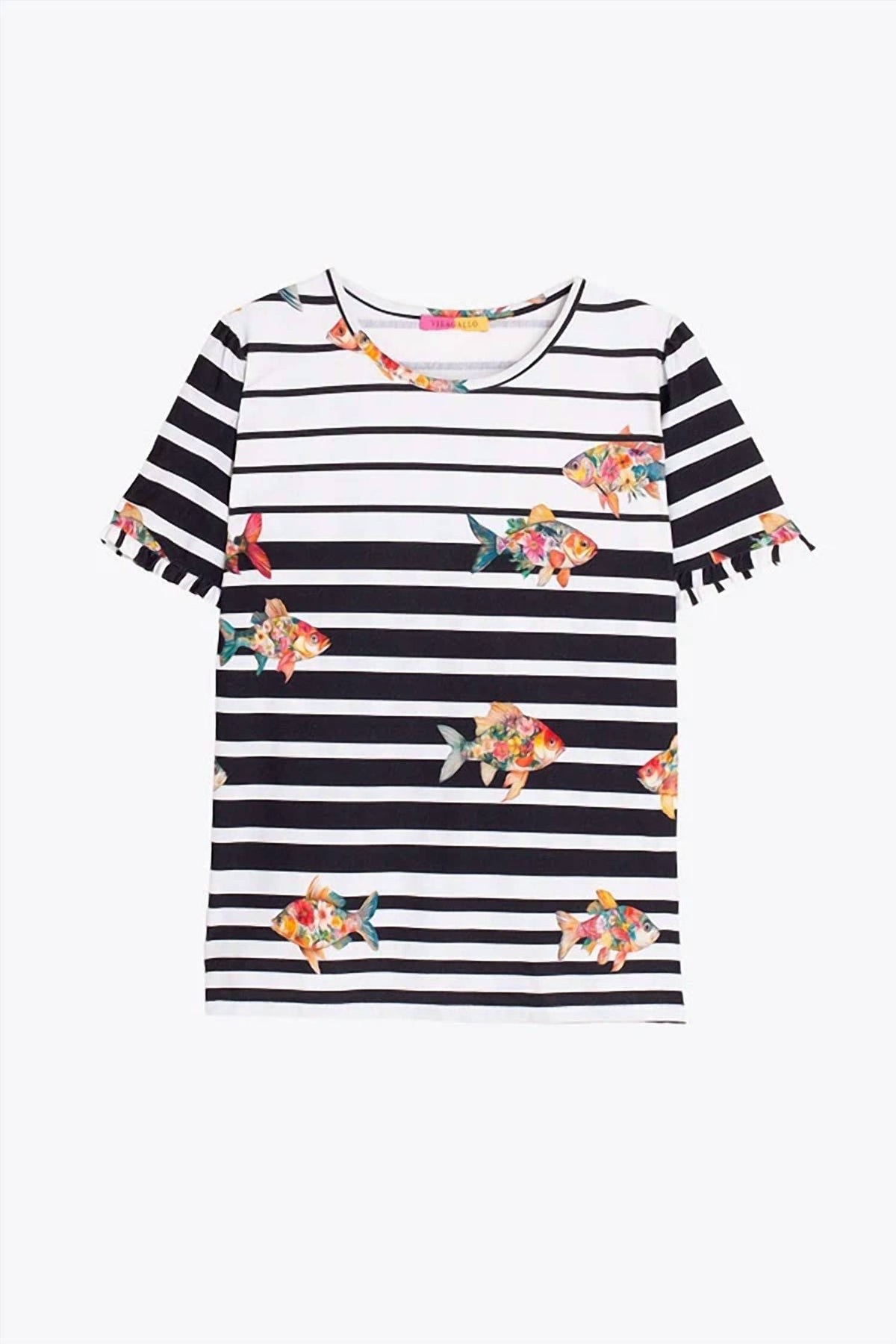 Vilagallo - FISH PRINT STRIPED T-SHIRT