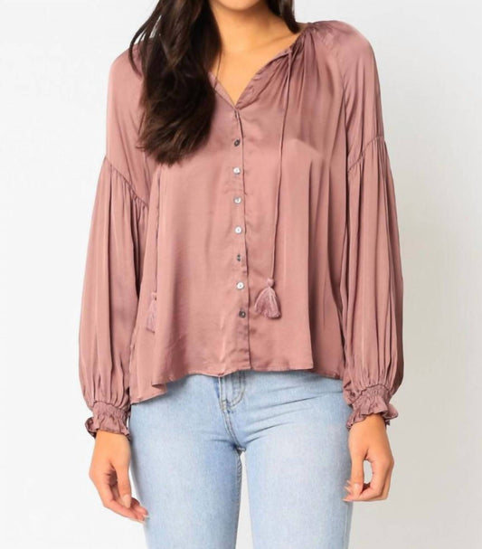 Olivaceous - Peasant Tassle Blouse