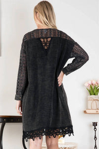 Blue Velvet - Women's Lace Inset Cardigan