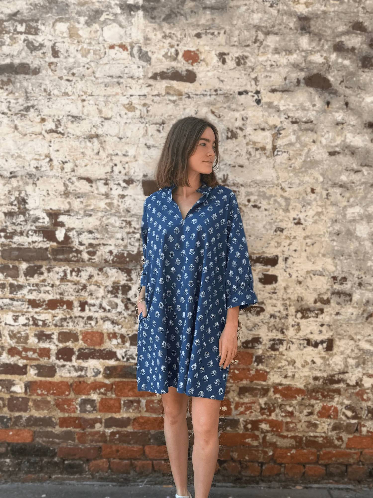 Navybleu - Campbell Leaf Print Dress