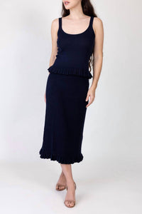 Brandon Maxwell Phoebe Knit Tank Top in navy - women's tank top - alternate view