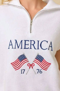 Main Strip - America Sleeveless Half Zip Sweater