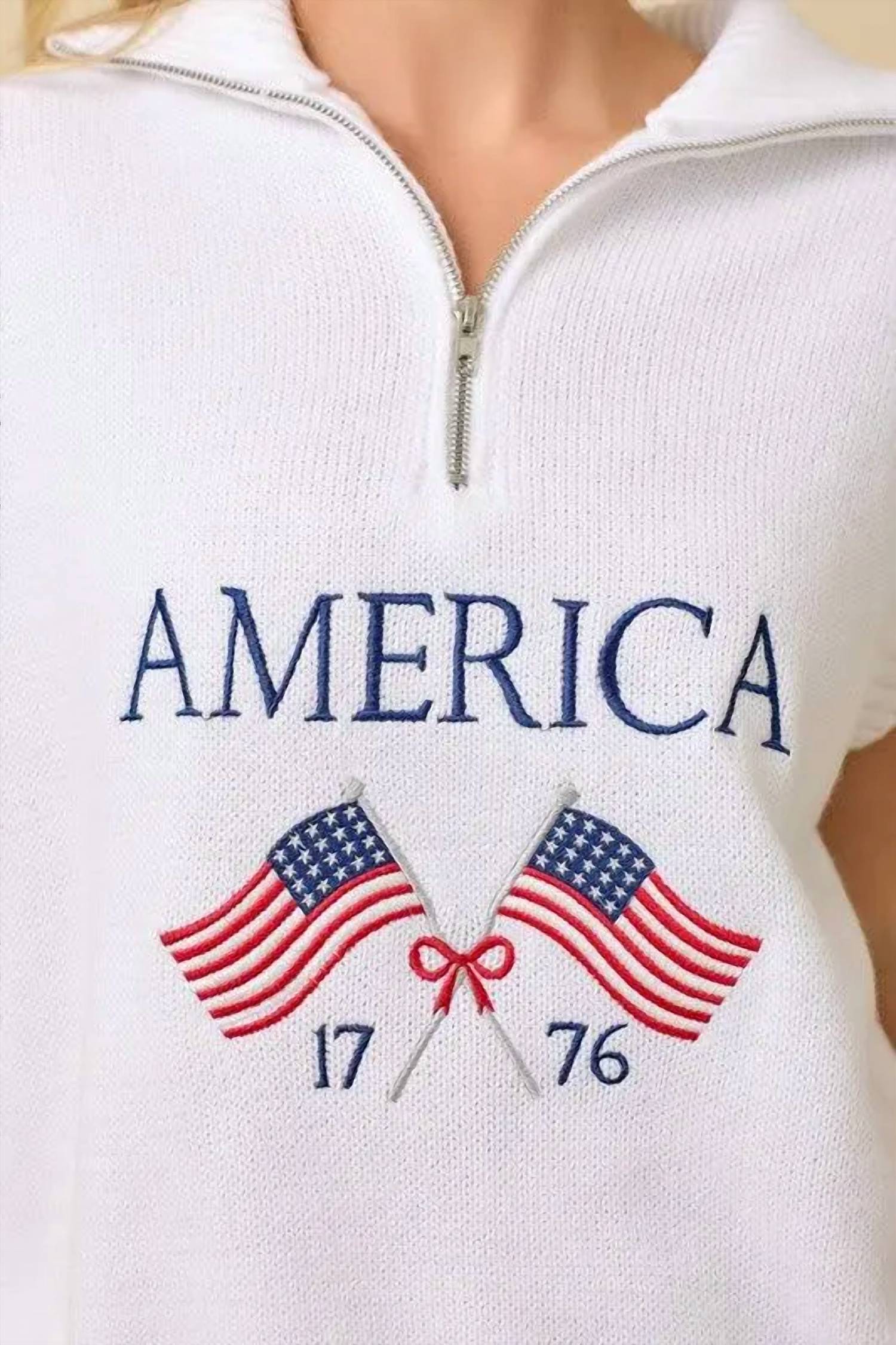 Main Strip - America Sleeveless Half Zip Sweater
