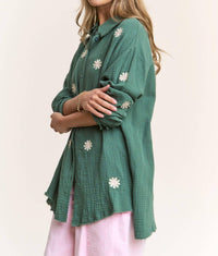 J.Nna - Daisy Gauze Embroidered Top