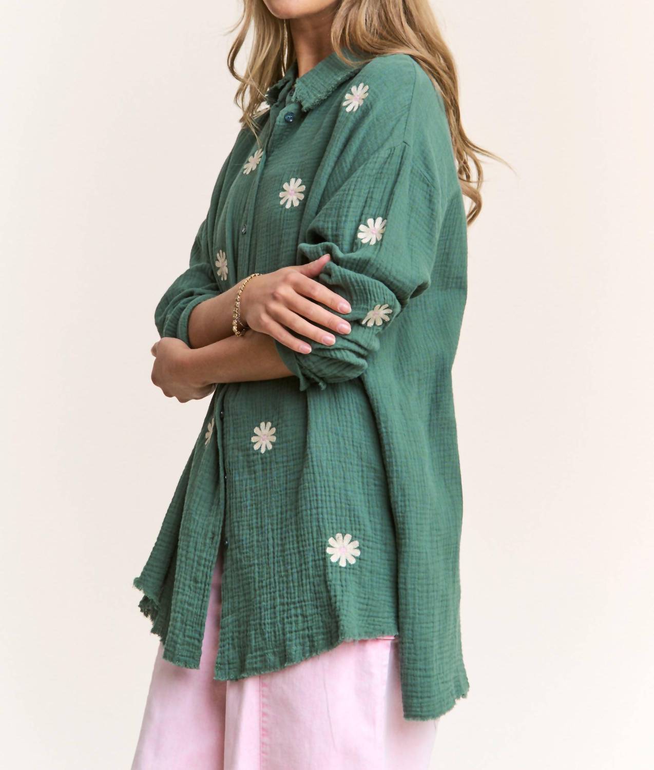 J.Nna - Daisy Gauze Embroidered Top