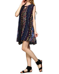 Velzera - Tribal Sleeveless Keyhole Mini Dress