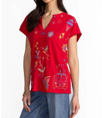 Johnny Was - EASY PANELED V‑NECK TEE LOULIA