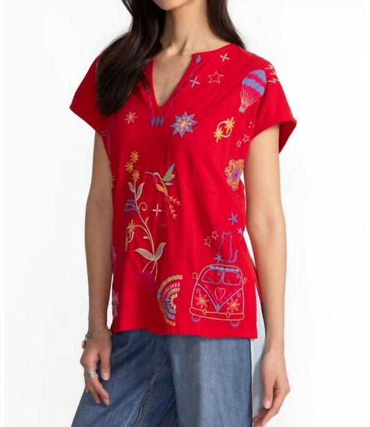 Johnny Was - EASY PANELED V‑NECK TEE LOULIA