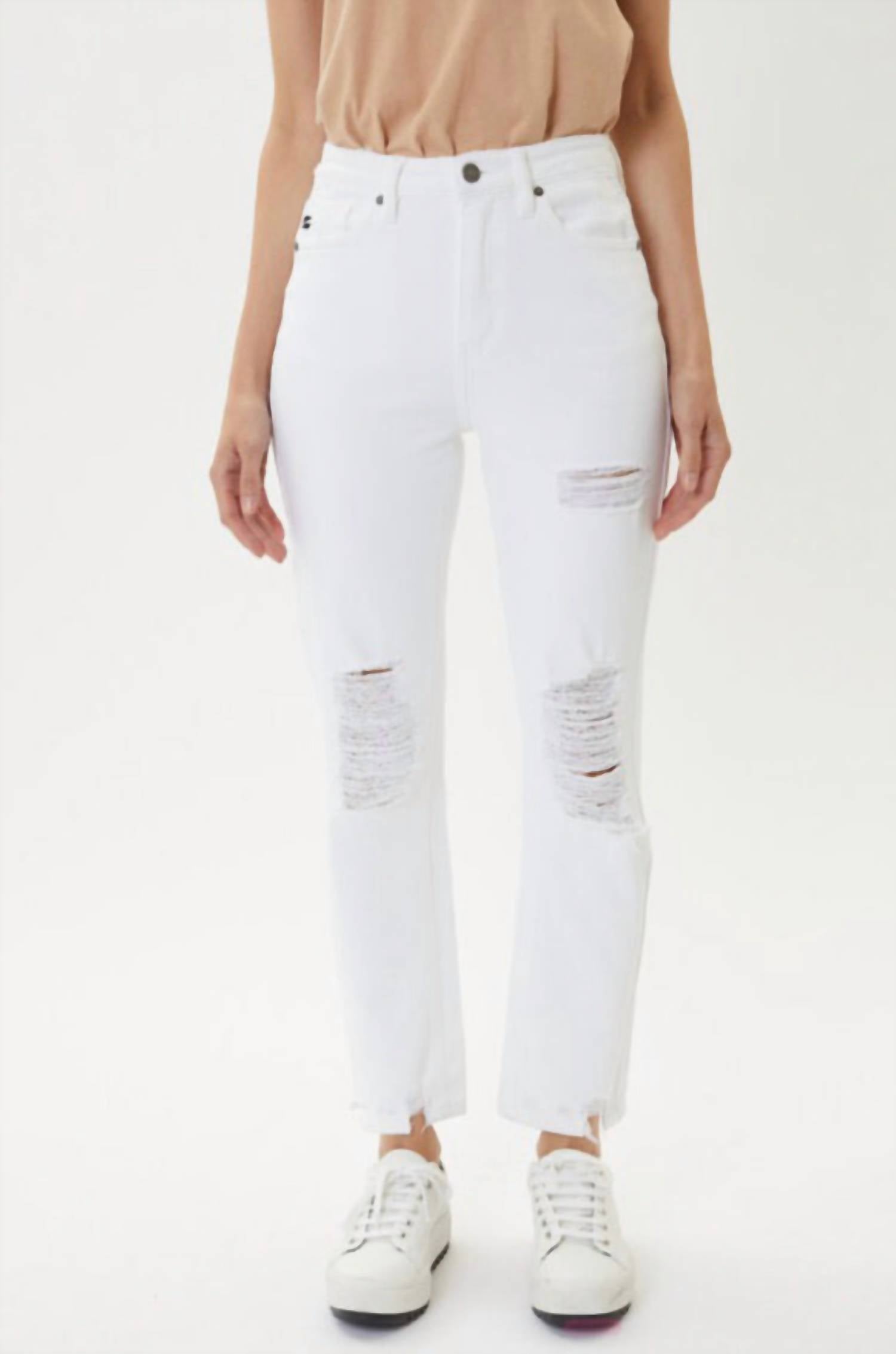 KanCan Ocean Breeze High Rise Distressed Jeans in white - women's jeans - alternate view