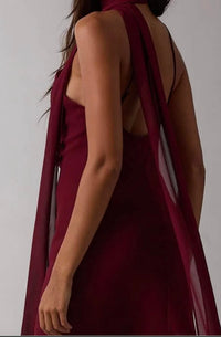 Sky To Moon - Sheer Long Scarf Bias Cut Mini Dress