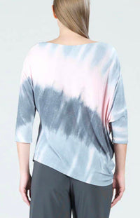 Clara Sunwoo - Ombre Print Half & Half Sleeve Top - Grey/Blush