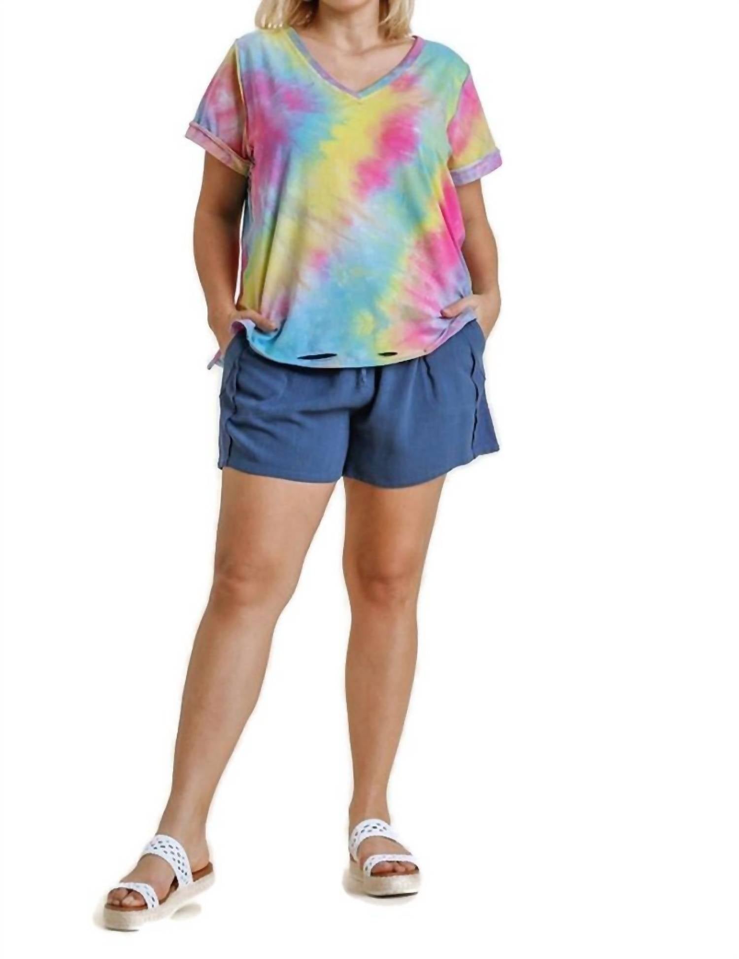 Umgee - Distressed Tie Dye Top
