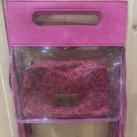 Montana West Women's Western Stadium Clear Crossbody Bag With Detachable Pouch in hot pink - women's bag - alternate view