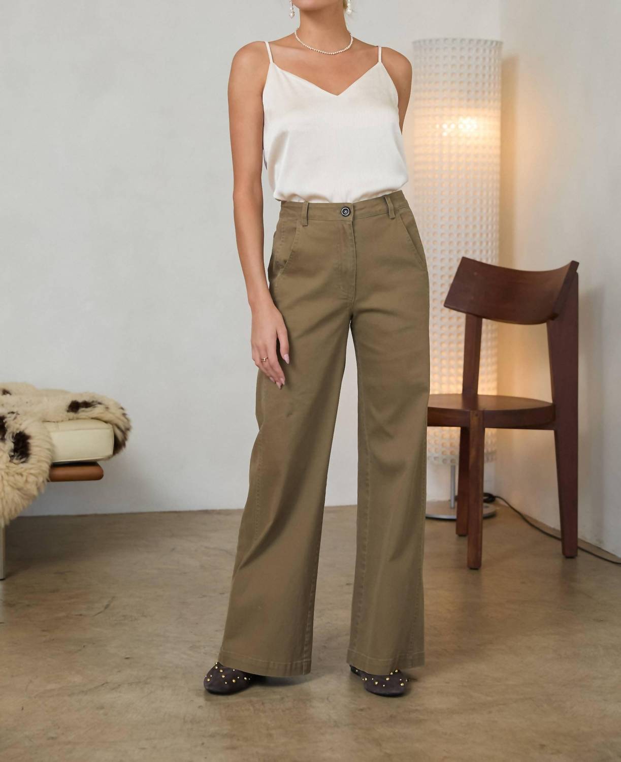 Skies Are Blue - Cotton Twill Straight-leg Pants