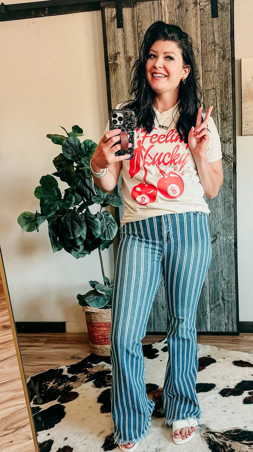 Cello - Pin Stripe Flare Jeans