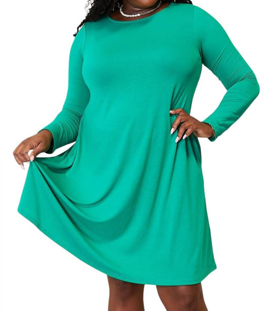 Zenana - Full Size Long Sleeve Flare Dress with Pockets