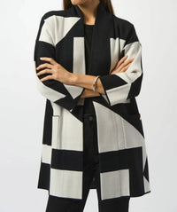 Joseph Ribkoff - Jacquard Knit Colour-block Cover-up Sweater