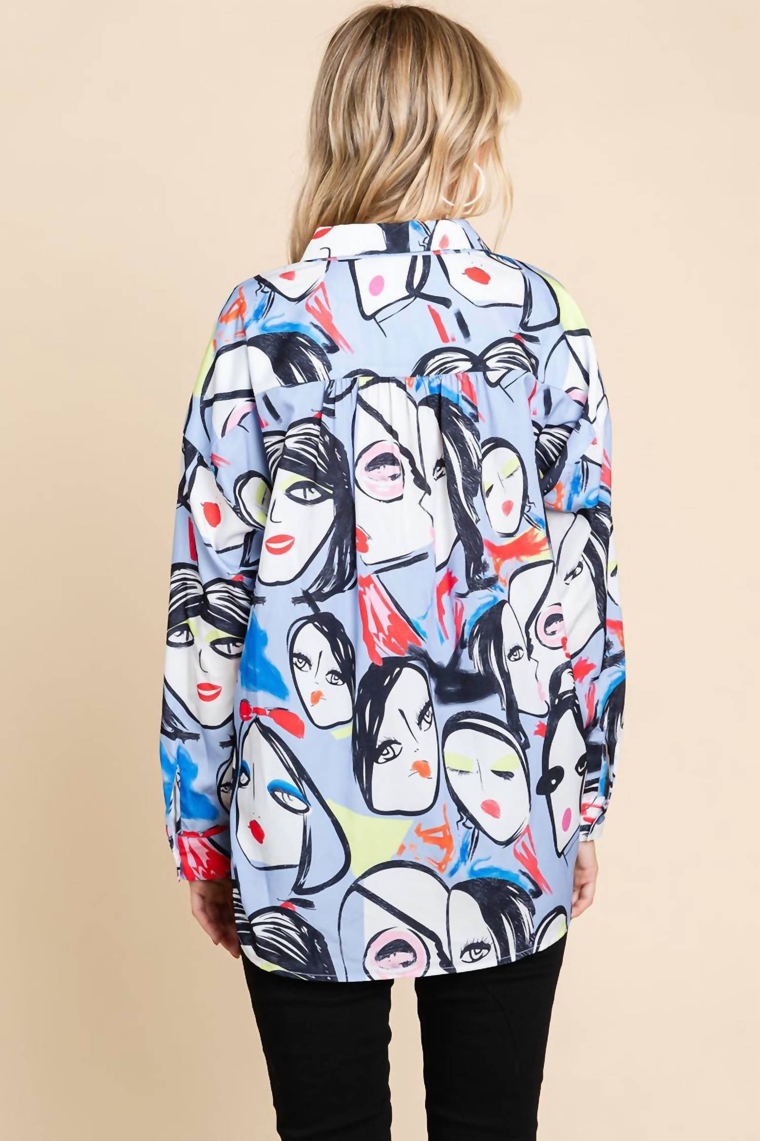 Jodifl - Face Print Button Up Top