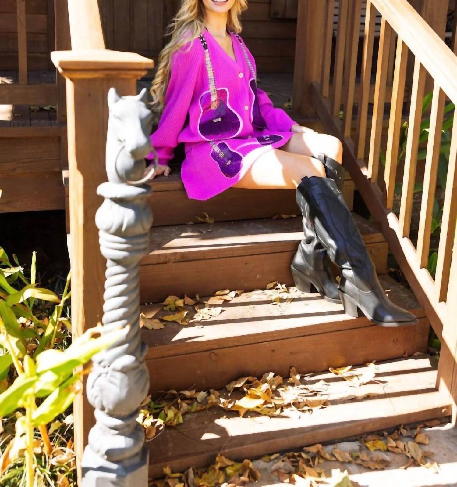 QUEEN OF SPARKLES Guitar Skirt in bright purple - women's skirt - alternate view