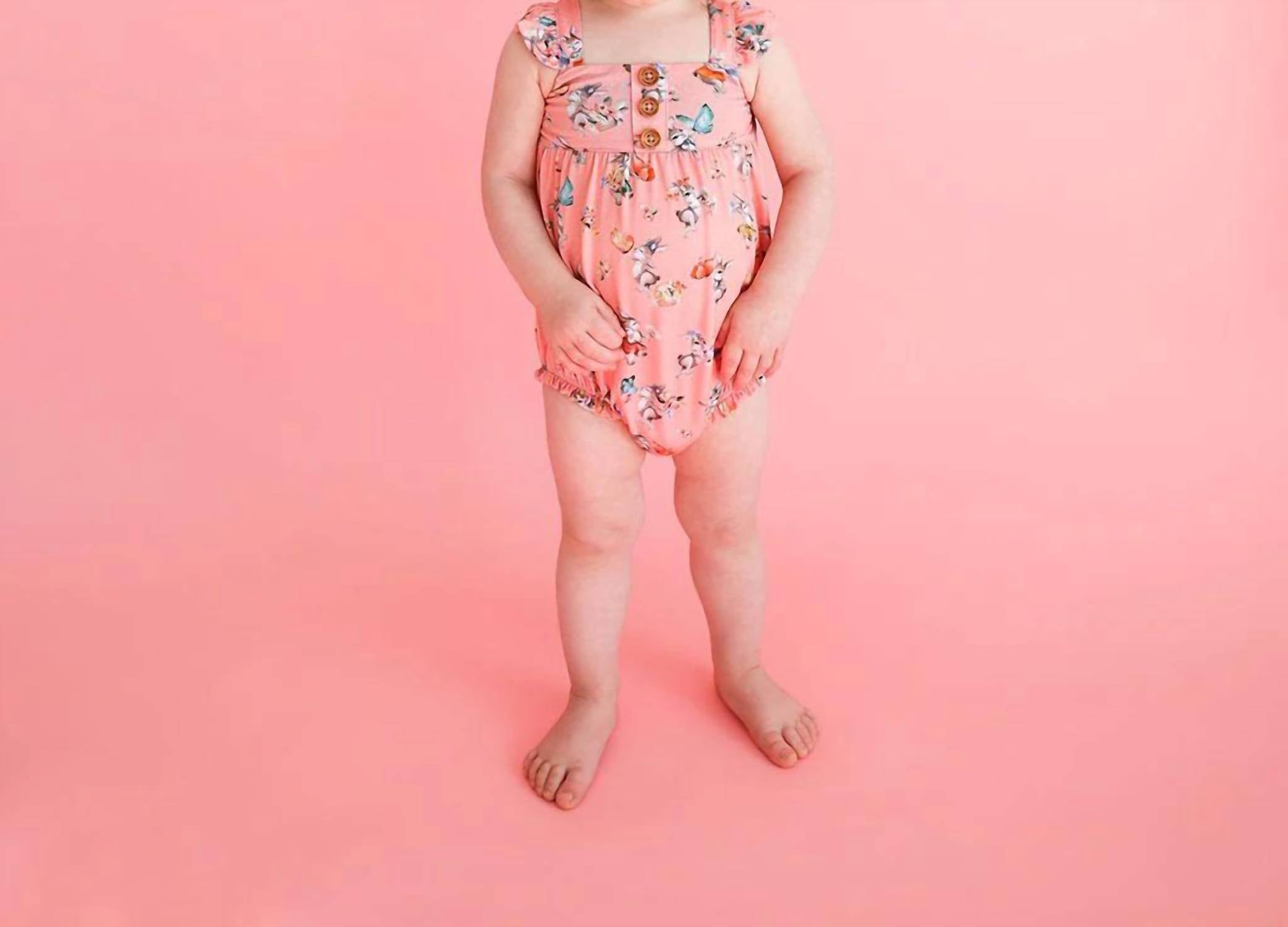 Posh Peanut - Henley Ruffled Cap Sleeve Bubble Romper