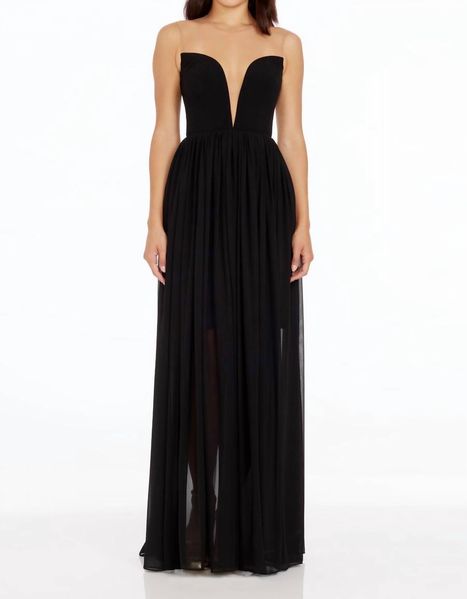 DRESS THE POPULATION Eleanor Strapless Gown in black - women's dress - detail view