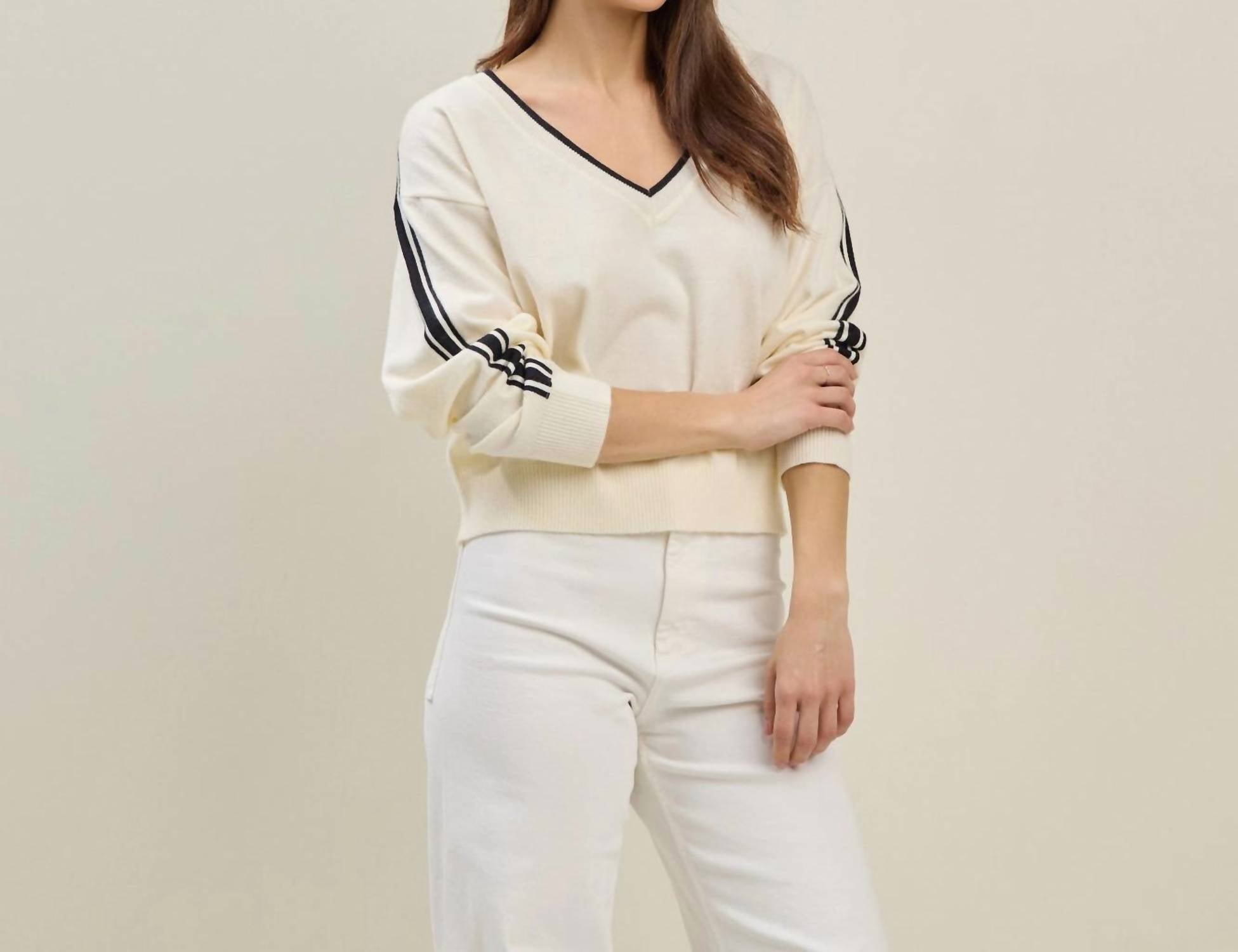 Able - V-neck Side Striped Sweater