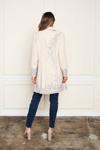 PAPARAZZI Linen Blend Jacket with Tonal Embroidery in oatmeal - women's jacket - view 8